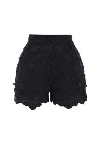 Embroidered Tulle High Rise Shorts