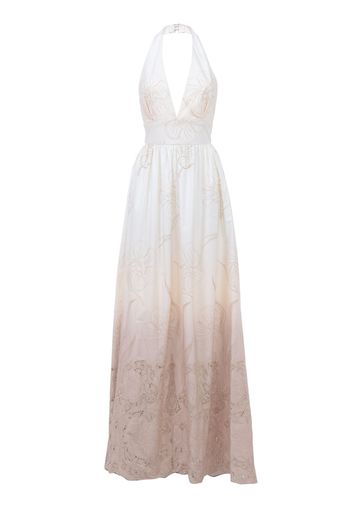 Embroidered Degradé Poplin Long Dress