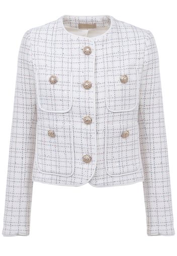 Collarless Tweed Crop Jacket