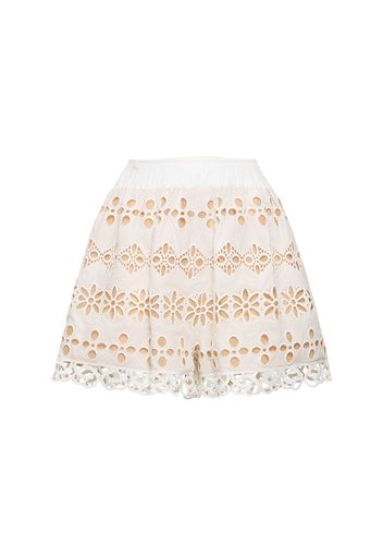 Embroidered Cotton & Silk Blend Shorts