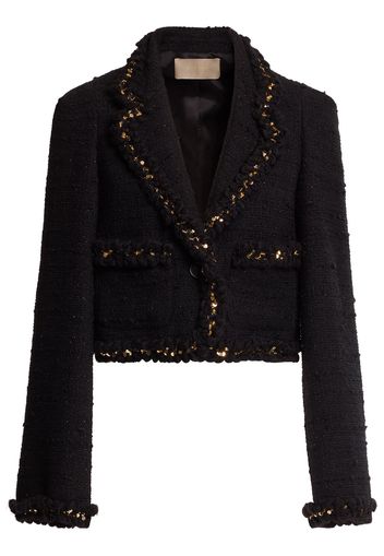 Embroidered Tweed Cropped Jacket
