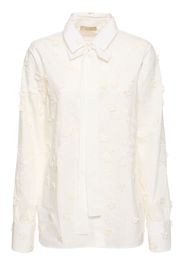 Embroidered Poplin Shirt W/ Flowers