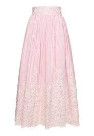 Embroidered Poplin Midi Skirt