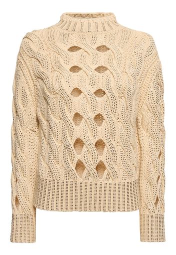 Cotton Blend Openwork Sweater