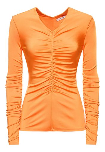 Ruched Viscose Jersey Long Sleeve Top