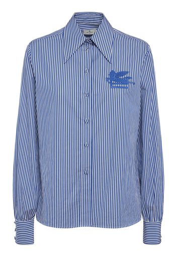 Striped Cotton Poplin Shirt W/logo