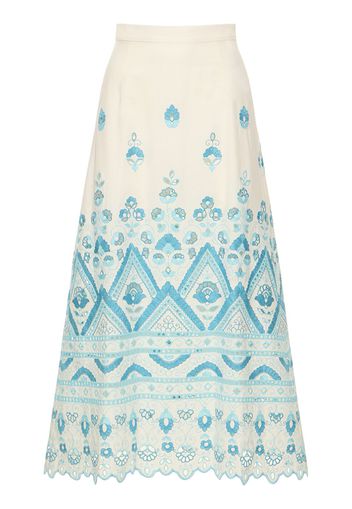 Broderie Anglaise High Rise Midi Skirt