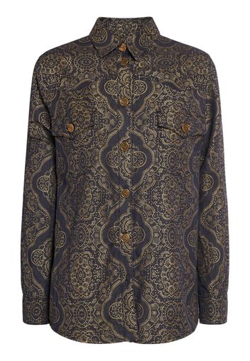 Printed Cotton & Linen Long Sleeve Shirt