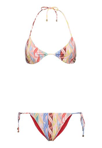 Printed Lycra Triangle Bikini Set