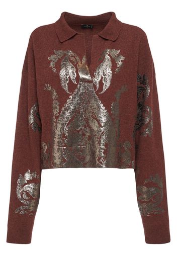 Printed Wool Polo Sweater