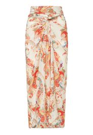 Printed Cotton & Silk Midi Sarong Skirt