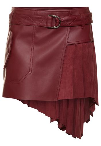 Leather & Suede Pleated Mini Skirt