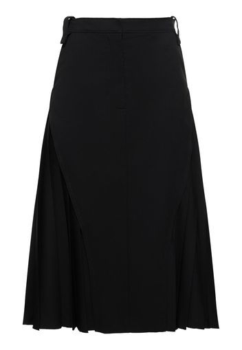 Wool Blend Midi Skirt With Pleats