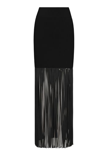 Fringed Knit Long Skirt