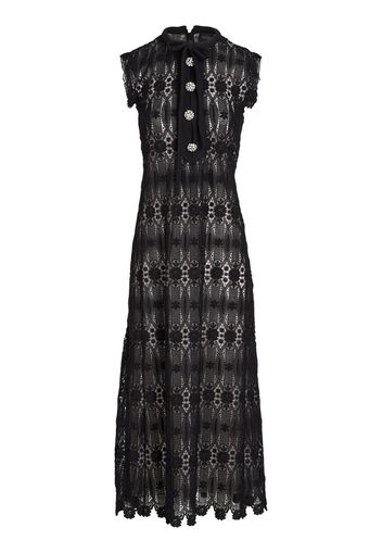 Embroidered Macramé Long Dress