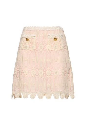 Embroidered Macramé Mini Skirt