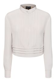 Silk Satin Crop Shirt W/ Pleats