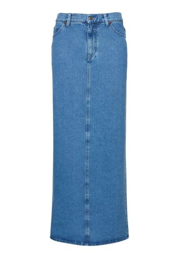 Wool Blend Denim Long Skirt