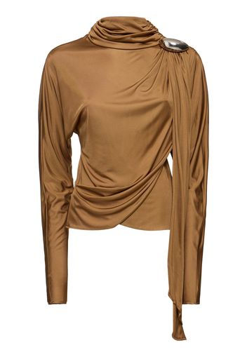 Draped Shiny Viscose Jersey Top