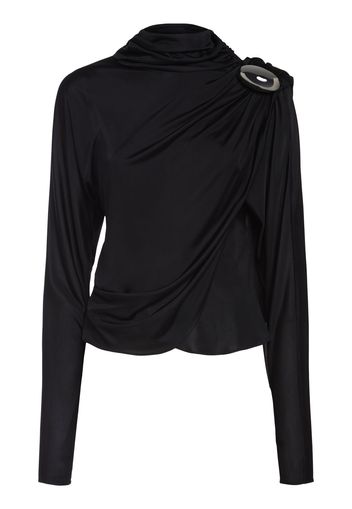 Draped Shiny Viscose Jersey Top