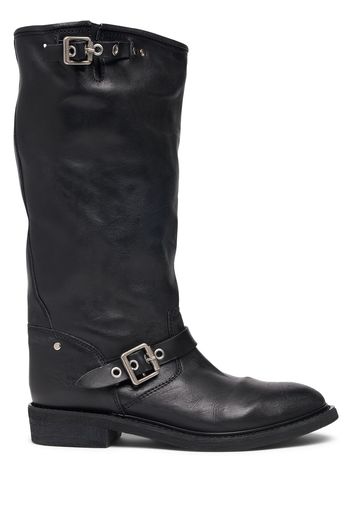 30mm Biker Leather Tall Boots