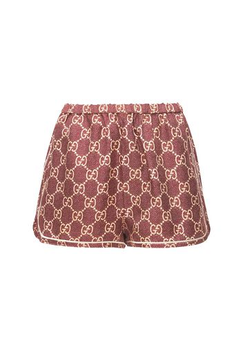 Logo Printed Silk Twill Shorts