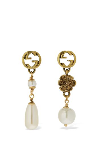 Gg Flower Imitation Pearl Earrings