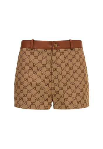 Logo Cotton Mini Shorts W/ Leather