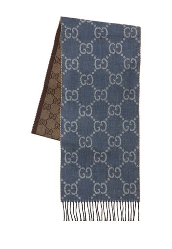 Gg Jacquard Wool Knit Scarf W/tassels