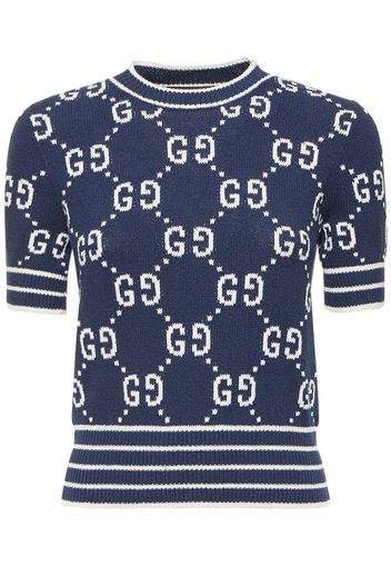 Gg Cotton Blend Knit Top