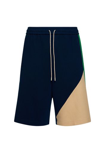 Wool & Cotton Sweat Shorts W/ Web Detail