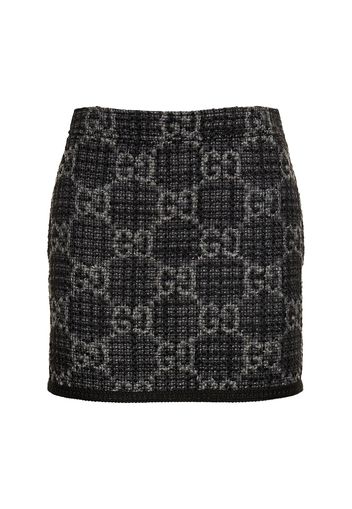 Gg Wool Blend Tweed Skirt