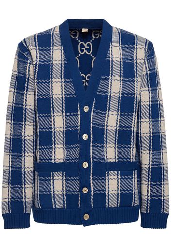 Gg Checked Wool Cardigan