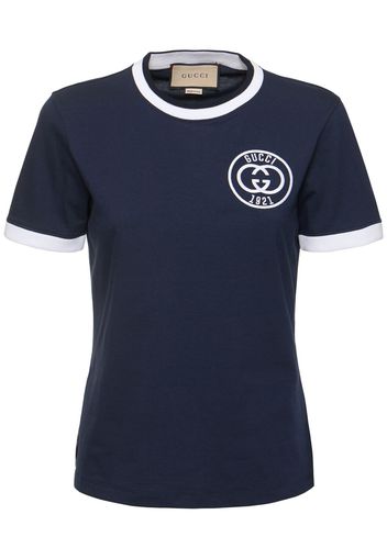 Cotton Jersey T-shirt W/ Embroidery