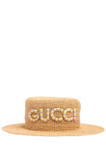 Monogram Embellished Raffia Hat