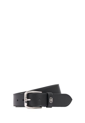 3.5cm Squared Buckle Leather Belt