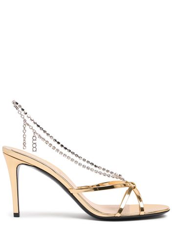 85mm Leather Sandals W/ Crystal Chain