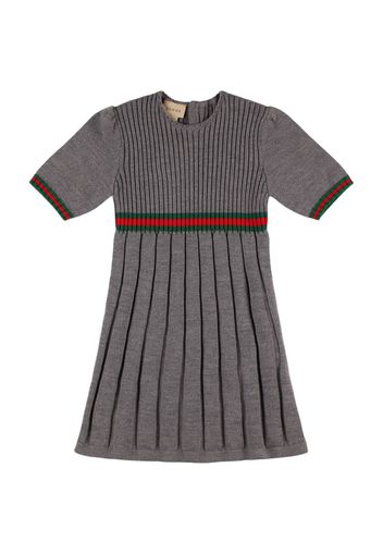 Pleated Wool Dress W/web