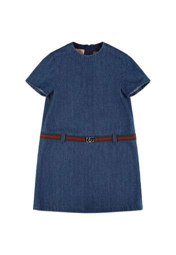 Washed Cotton Denim Dress W/web Belt