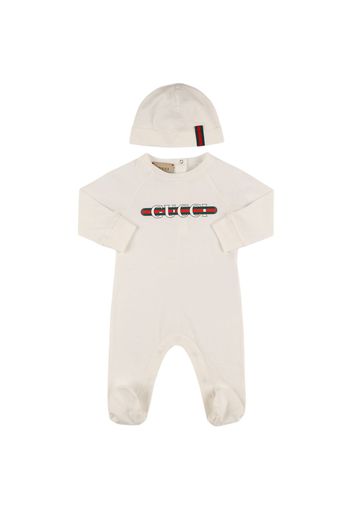 Logo Cotton Jersey Romper & Hat