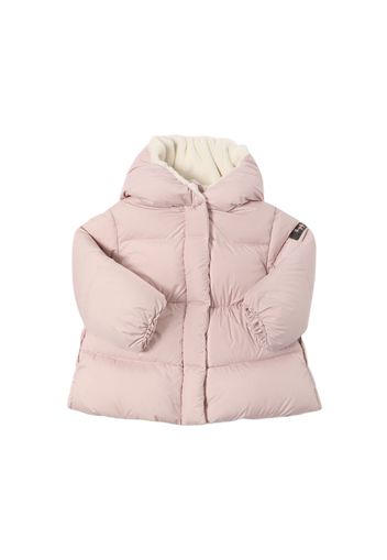 Nylon Down Jacket W/ Faux Fur