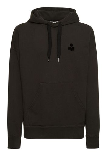 Flocked Logo Cotton Hoodie