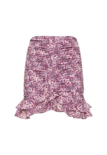 Milendi Printed Stretch Silk Mini Skirt