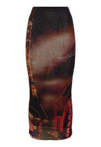 Pigalle Printed Mesh Long Skirt