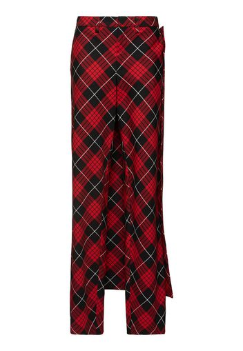 Tartan Pants W/ Long Skirt Panel