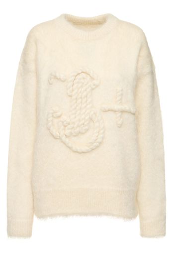 Embroidered Mohair Blend Knit Sweater