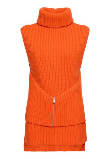 Knit Wool Vest W/ Zip Detail