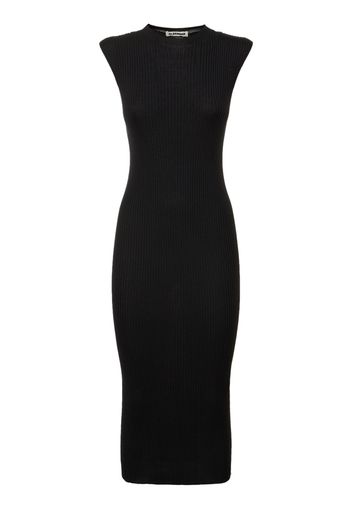 Superfine Ribbed Viscose Midi Dress