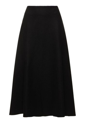 Boiled Wool Midi Skirt