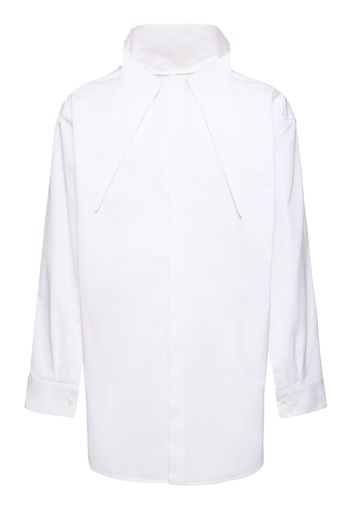 Draped Neck Cotton Poplin Shirt